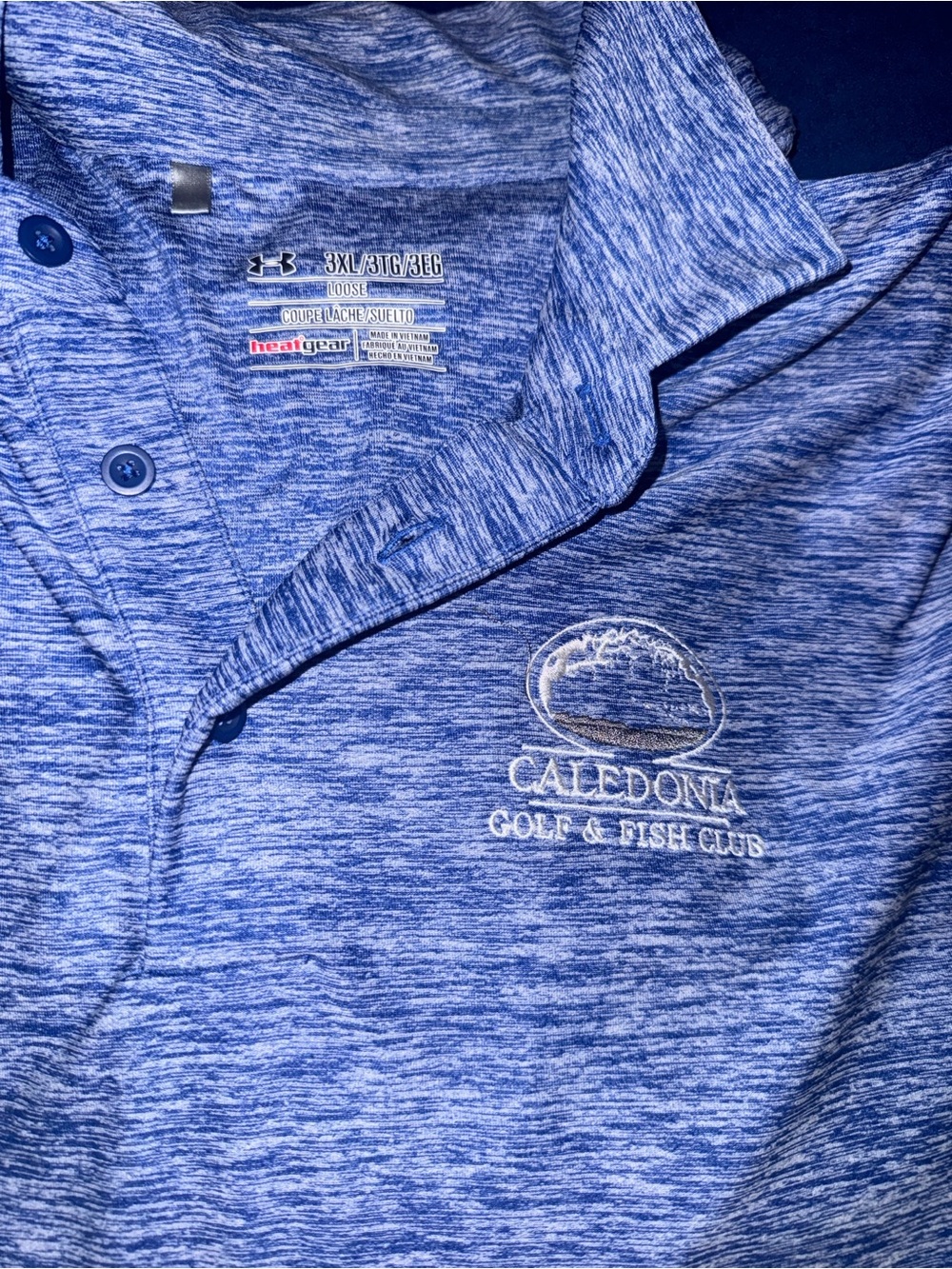 Under Armour Men’s Heathered Blue Polo - Caledonia Golf & Fish Club 3XL